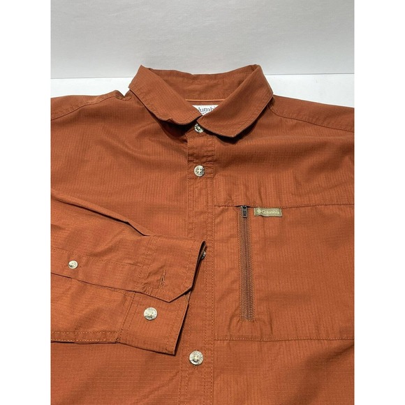 Columbia Men's Size XL Button Down Shirt Long‎ Sleeve Poly Zip Chest Pocket - Picture 1 of 5